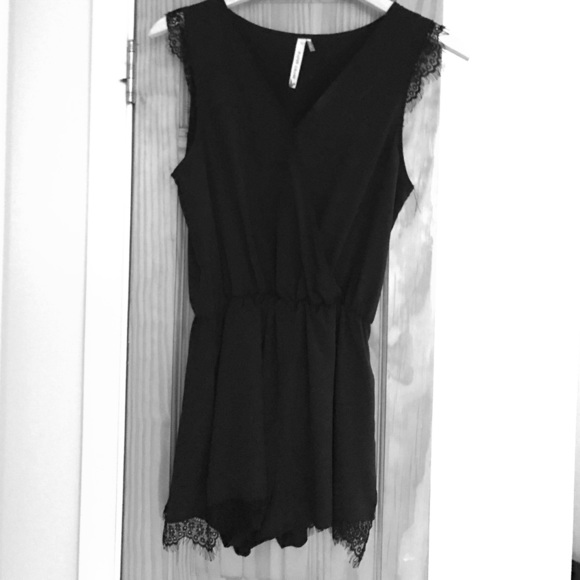Black lace detailed romper