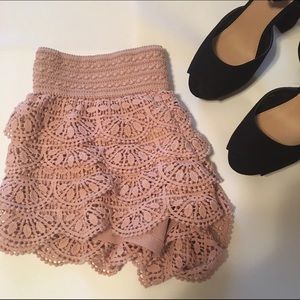 Pink Crochet Shorts