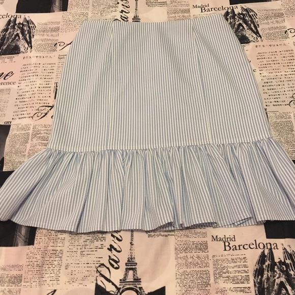 Blue Seersucker peplum skirt