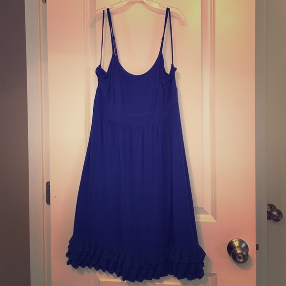 Royal blue, ruffle bottom, spaghetti strap dress
