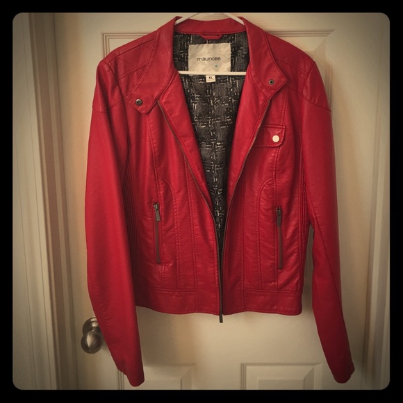 Faux red leather jacket from Maurice's.