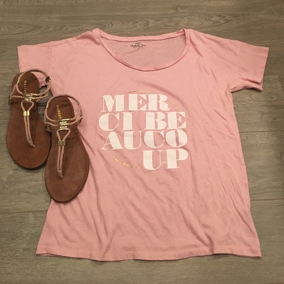J. Crew "Merci Beaucoup" Tee - Picture 1 of 4