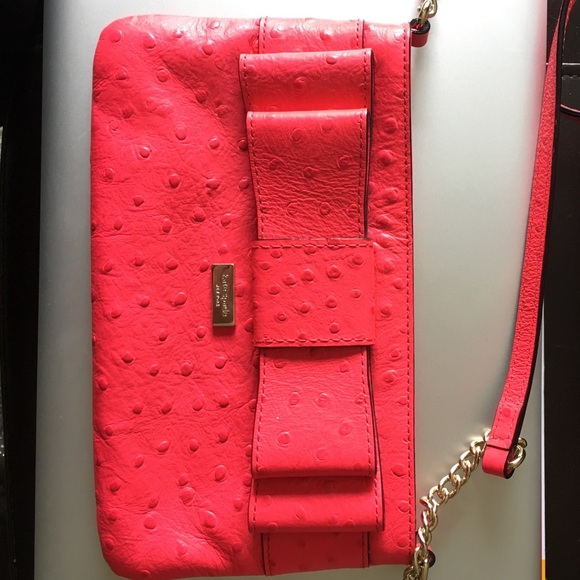 Kate Spade hot pink ostrich print purse