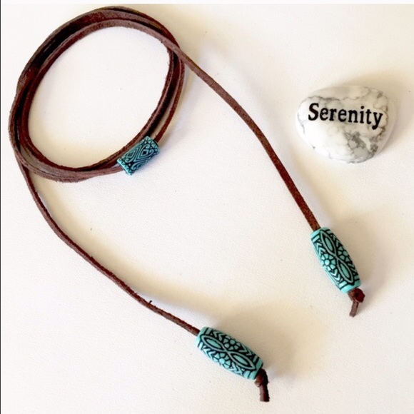 AhneC Jewelry - Turquoise Beaded Suede Wrap Choker Necklace