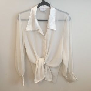 Sheer white oversized tuxedo shirt
