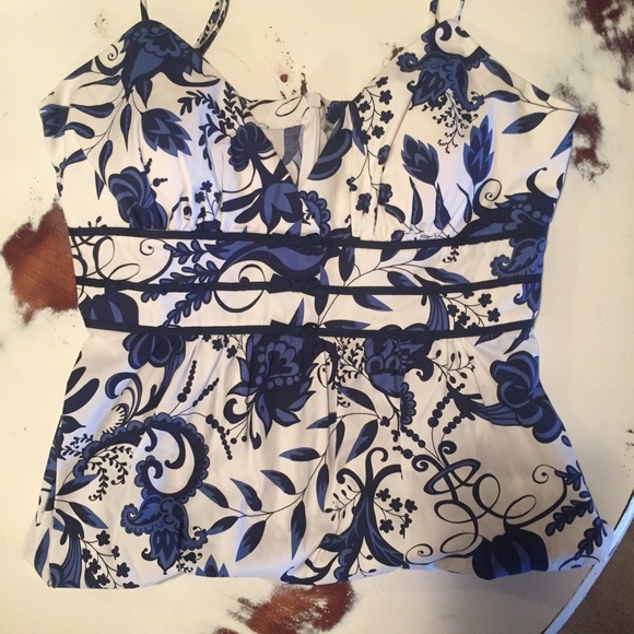 Cute Floral dress blue & white sz. 13 - Picture 3 of 4