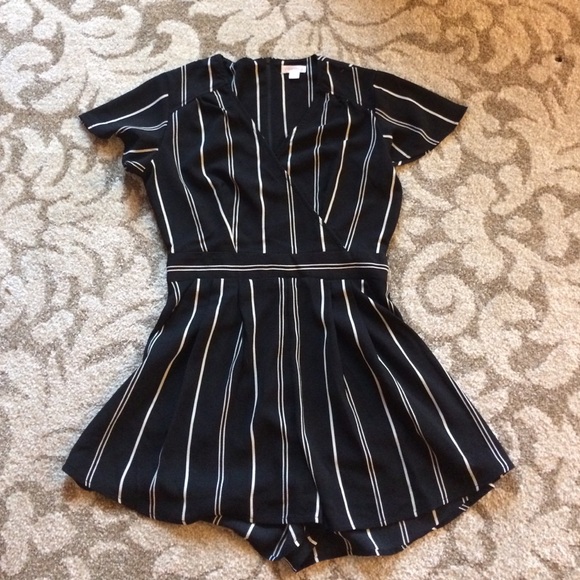 Black and white striped romper