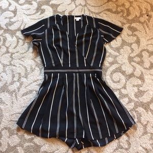Black and white striped romper