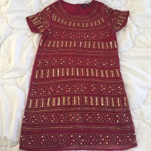 Red and Gold Beaded Dress