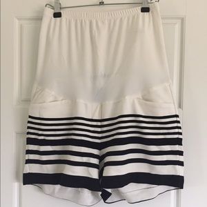 Maternity shorts; black/white stripes