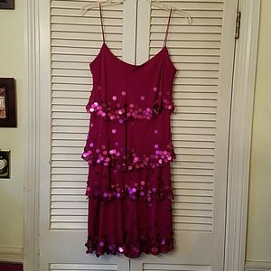 Fuscia sequined silk party dress!