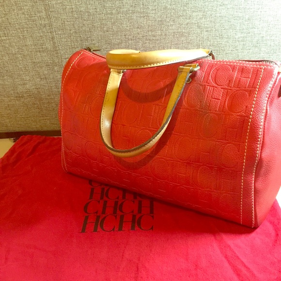 100% Authentic CH Red Leather Andy Satchel Bag LG