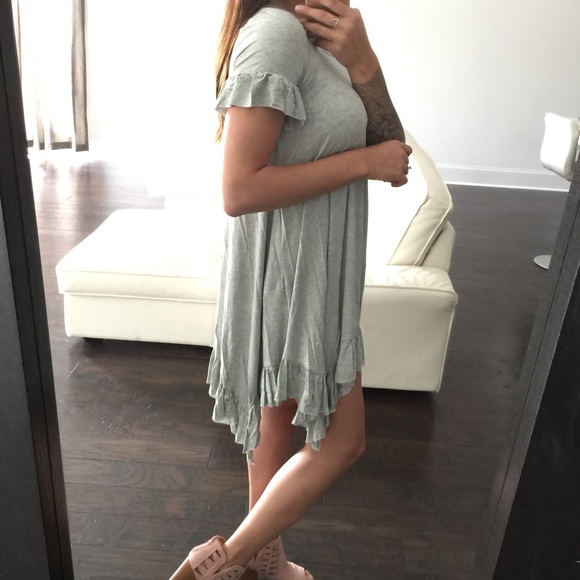 1 LEFT! Ruffle Gray Swing Dress - Picture 2 of 4