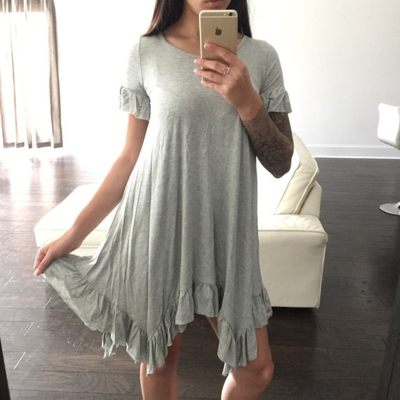 1 LEFT! Ruffle Gray Swing Dress - Picture 3 of 4