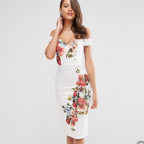 Asos Tall Bardot off the shoulder Hitchcock Dress
