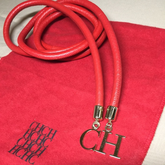 Carolina Herrera red leather belt 100% authentic!