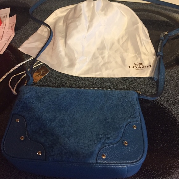 Peacock Shearling Coach Crossbody Bag