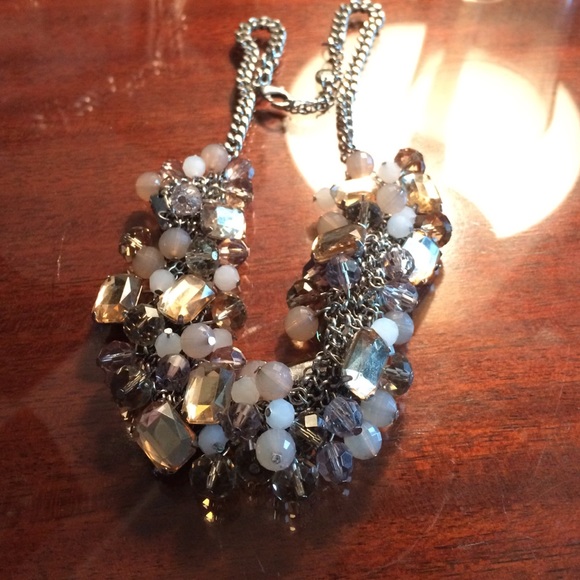 LOFT Peachy gems and silver statement necklace - Picture 1 of 2