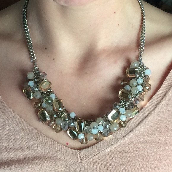 LOFT Peachy gems and silver statement necklace - Picture 2 of 2