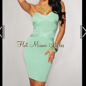 White hot Miami style strapless bandage dress