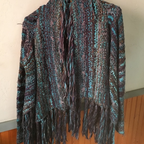 FP Blue Short Fringe Cardigan (XS)