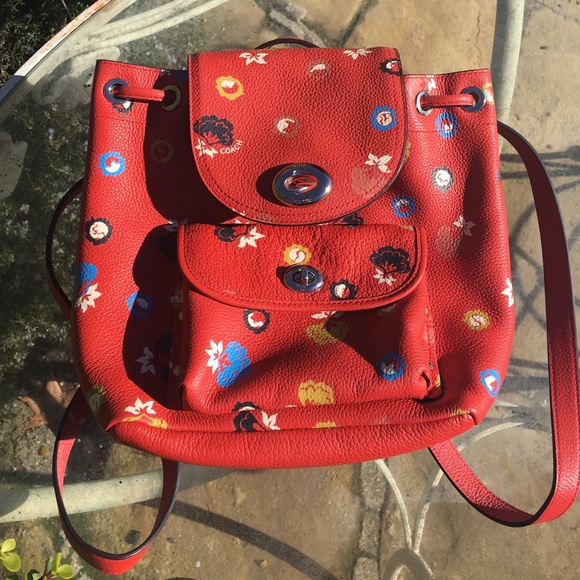 Coach floral backpack