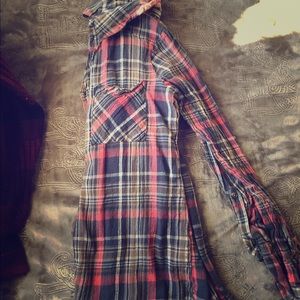 Vanity plaid button up with baby bell back