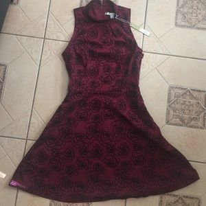 NWT LC Lauren Conrad Burgundy Fit Flare Dress