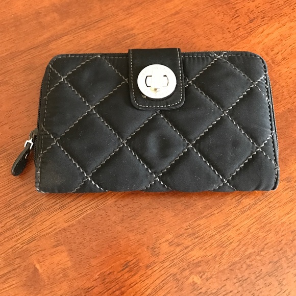 Black Quilted Vera Bradley Turnlock Wallet