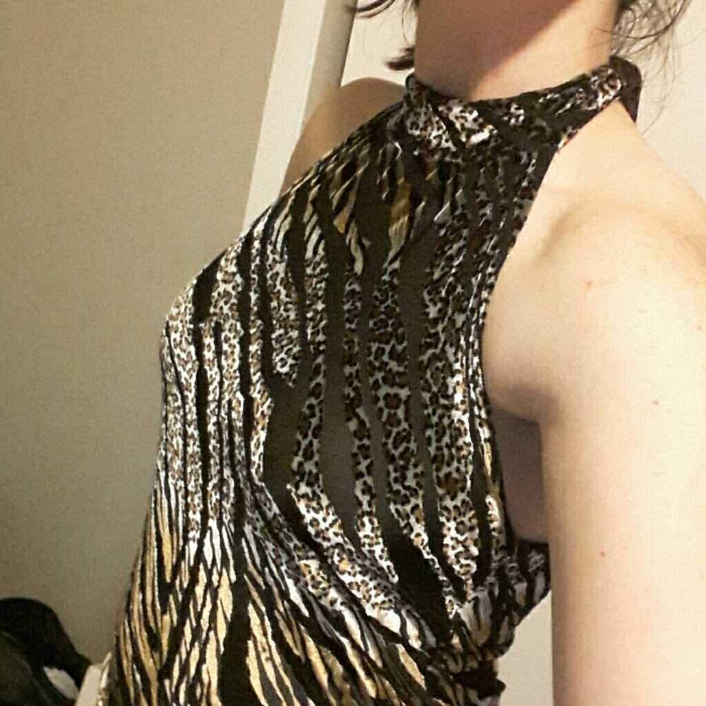 mixed animal print halter top, super comfy
