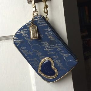 Navy and Gold Coach Wristlet