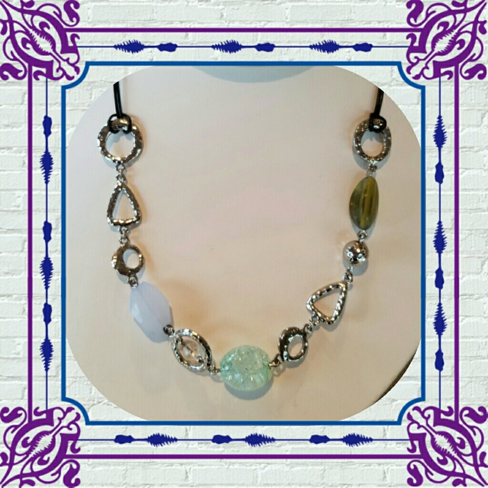 Lia Sophia Silver Necklace w/Multi-colored Stones