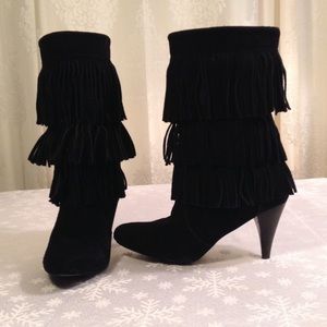 Suede black fringe boots from Chinese Laundry