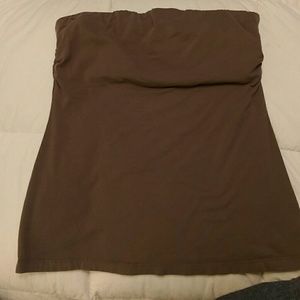 Brown summer tube top with bra shelf
