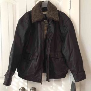 NWT Jos A Bank Leather Bomber Jacket XL