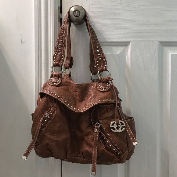Authentic Red by Marc Ecko light brown leather bag