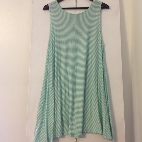 Turquoise/white striped flowy dress