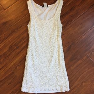 Lace white mini dress