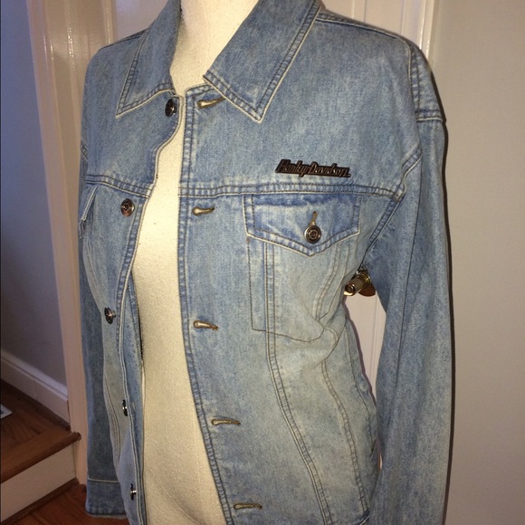 Men/'s HARLEY-DAVIDSON Motorcycle Button Front Denim Jean Jacket Large NWOT