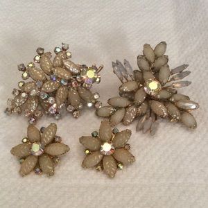 Vintage brooches  and clip on earrings