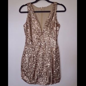 Hello Molly Rose Gold Sequin Mini Dress NWOT