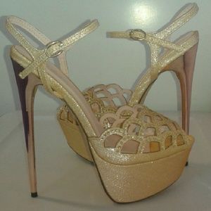 Champagne Platform Sparkly Heel