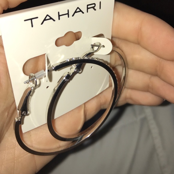 Tahari Diamond Hoop Earrings - Picture 3 of 3