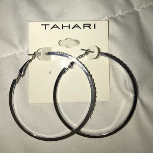 Tahari Diamond Hoop Earrings