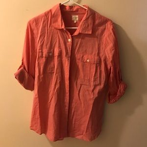 J. Crew perfect button up tee - coral