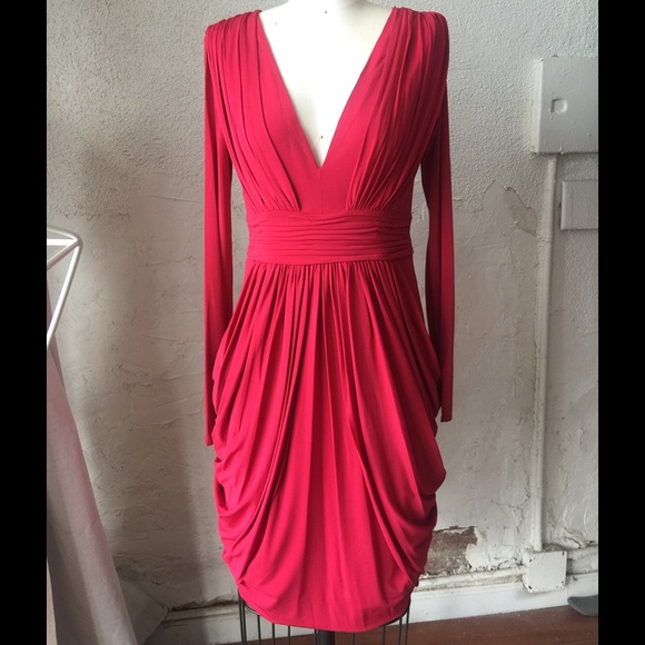 Sexy Red Plunging neckline cocktail dress