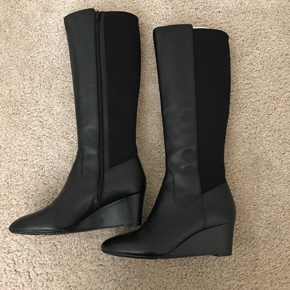 Size 8 Naturalizer Black Wedge Heel Tall Boots
