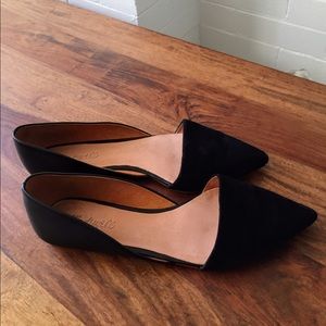Pointed leather/suede flats. Size 8.5. MADEWELL