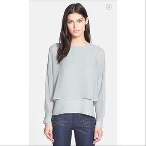 Topshop layered hi-low long sleeve blouse