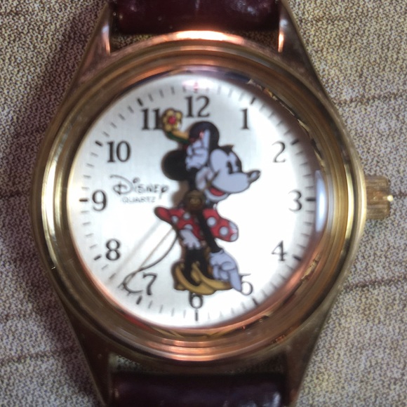 disney jewelry time works minnie mouse watch leather band poshmark disney time works watch